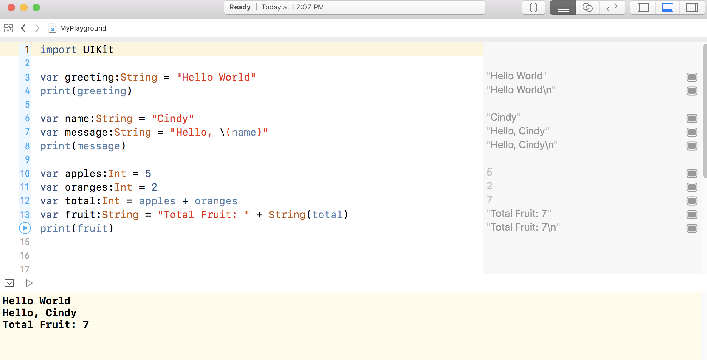 Xcode Playground